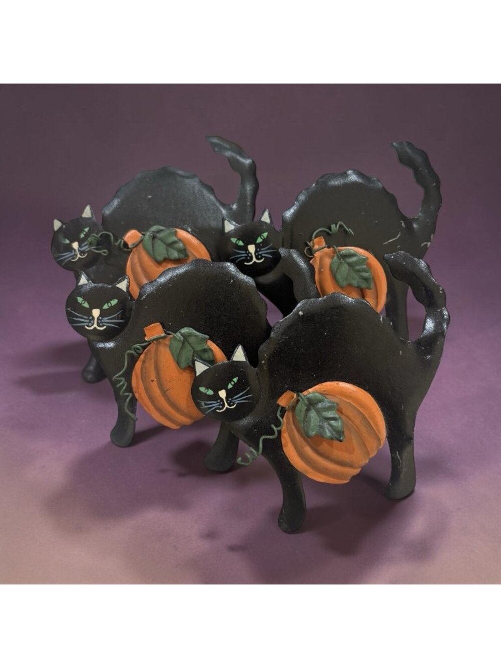 Lot 4 New Halloween Napkin Holders Black Cats Pumpkins Fall Table Decor Party
